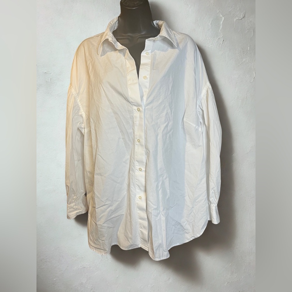 Lauren Ralph Lauren White Button-Up with 3/4" Puffer Sleeves